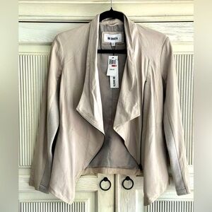BB DAKOTA Womens Genuine Leather Waterfall Jacket in light beige, Size XS